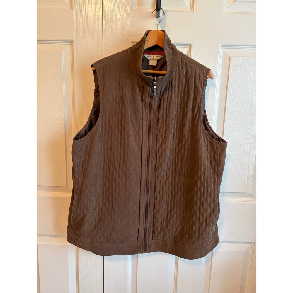 Allison Daley Brown Quilted Vest and Elastic Waist Pants Set Plus Size 20W 18W